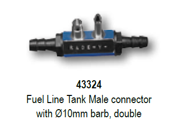 Raccord double carburant avec connecteur réservoir Μale Ø10mm