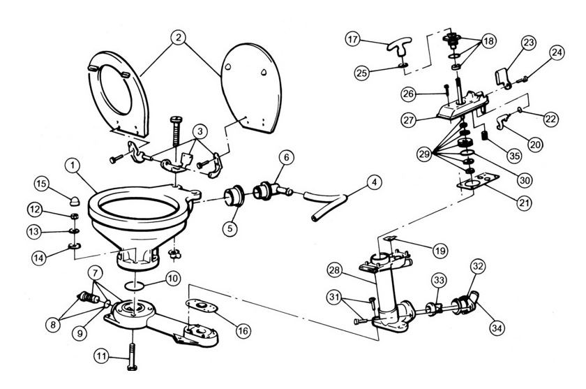 Pièces détachées WC manuels JABSCO